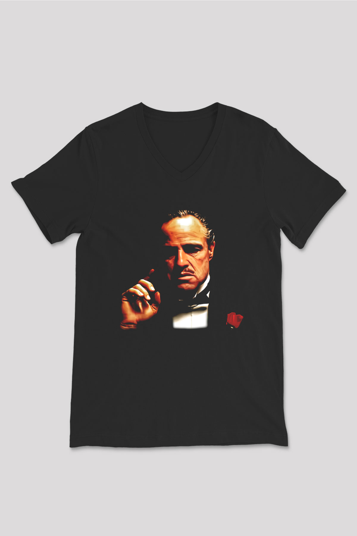 Godfather Siyah Unisex V Yaka Tişört T-Shirt