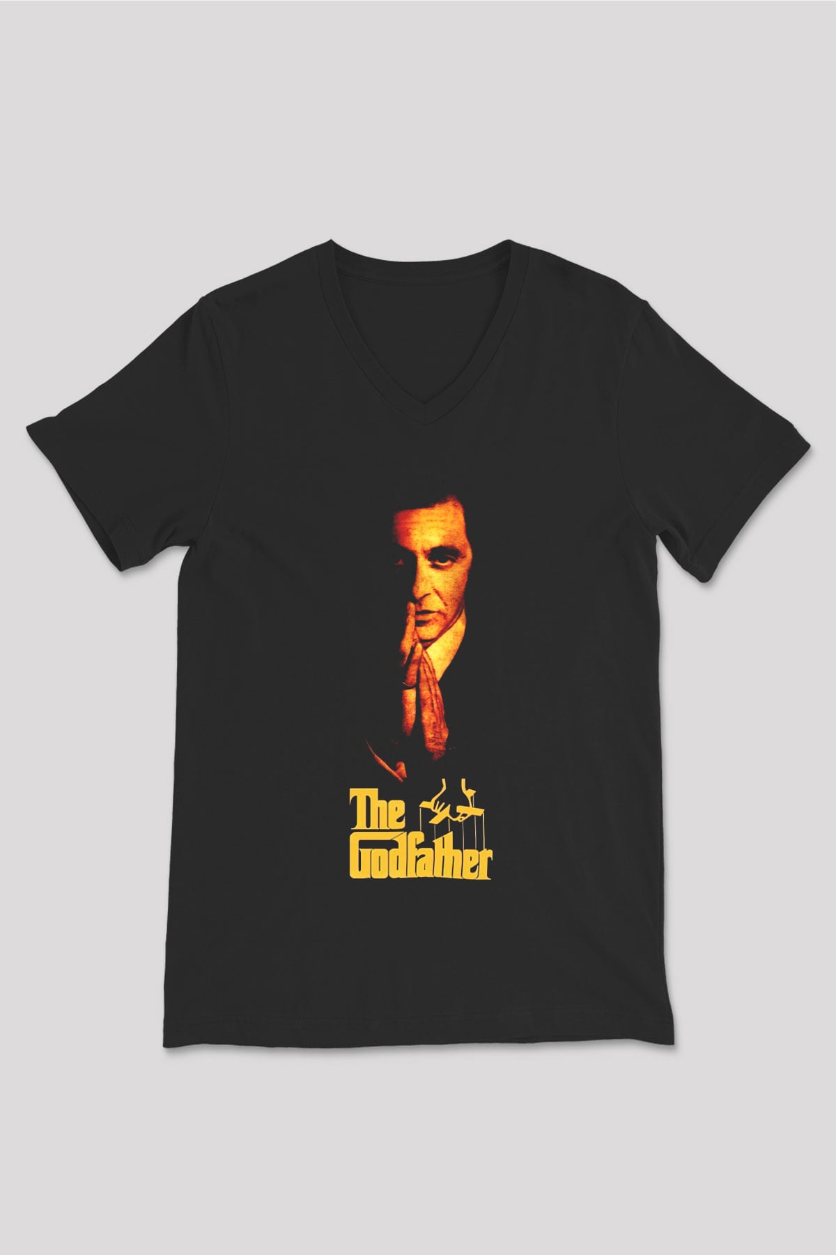 Godfather Siyah Unisex V Yaka Tişört T-Shirt