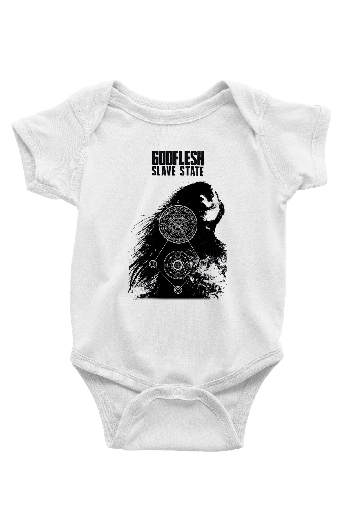 Godflesh Baskılı Beyaz Unisex Bebek Body - Zıbın