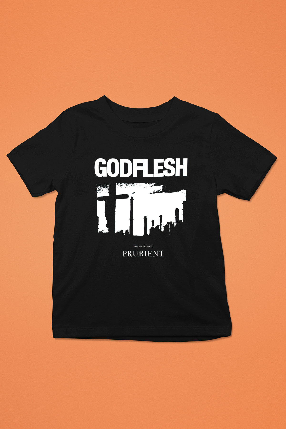 Godflesh Baskılı Siyah Unisex Çocuk Tişört