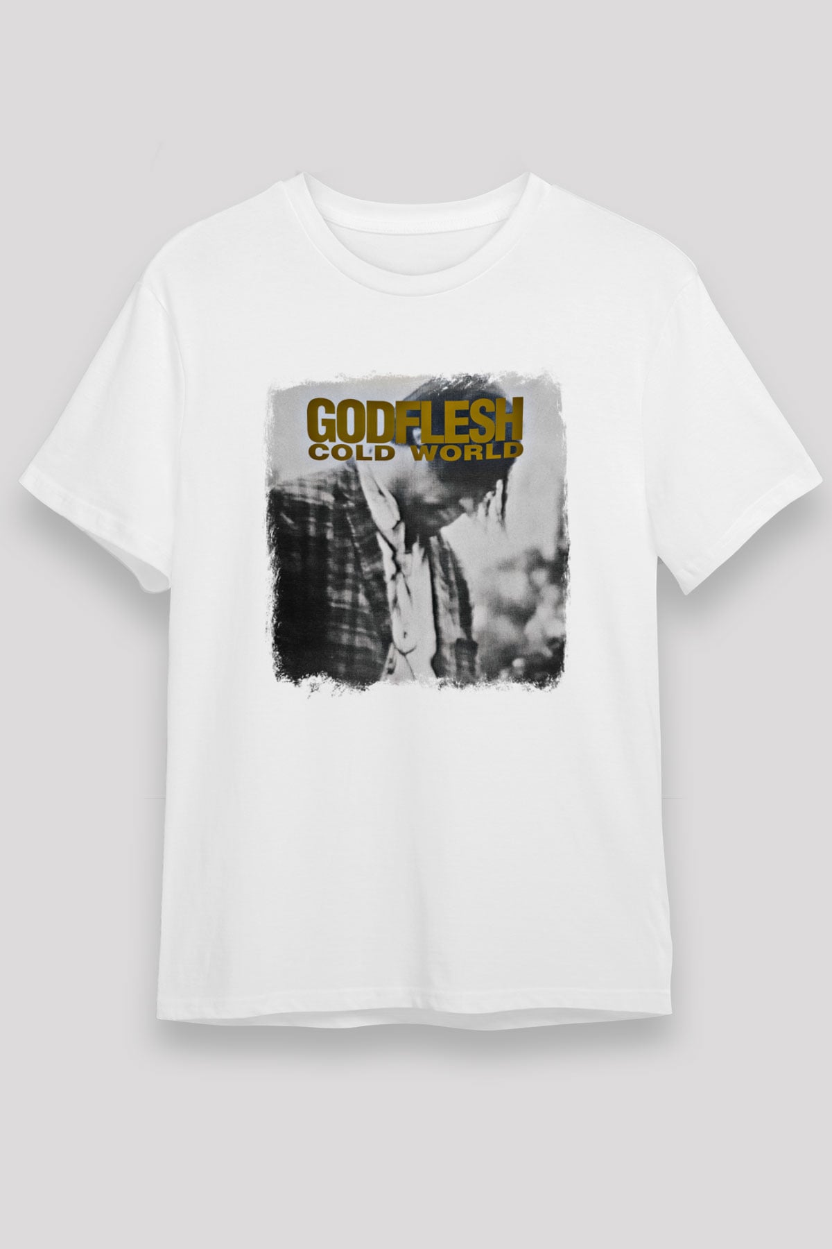 Godflesh Baskılı Unisex Beyaz Tişört