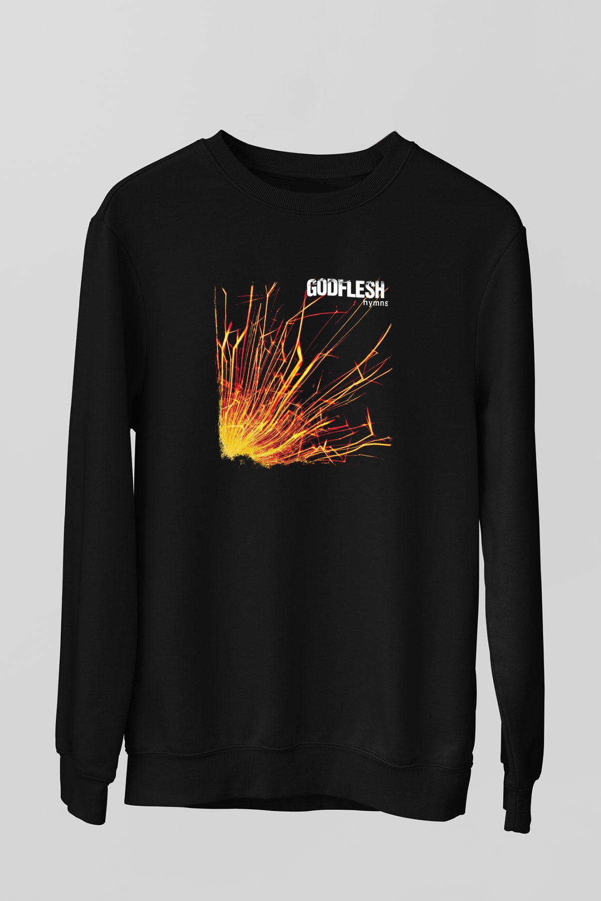 Godflesh Baskılı Unisex Siyah Sweatshirt
