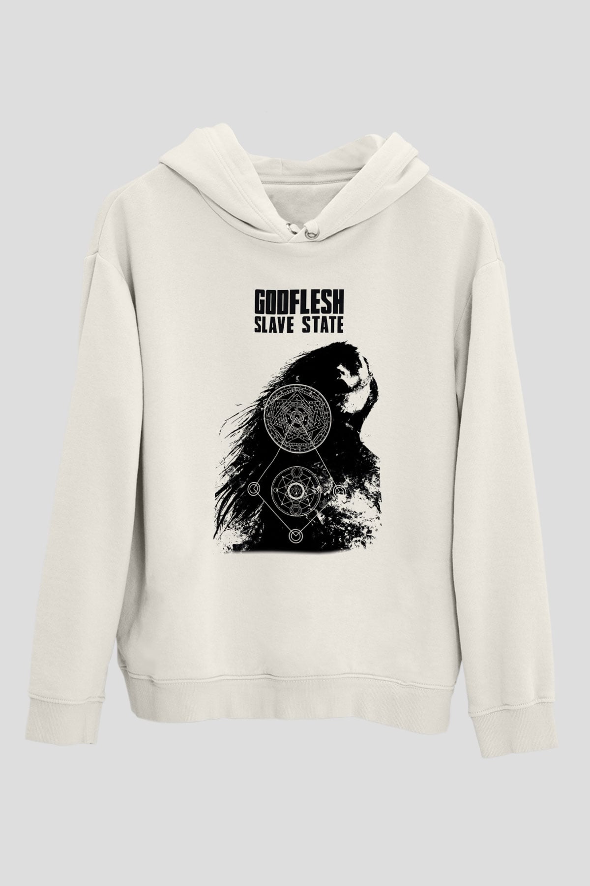 Godflesh Beyaz Unisex Kapşonlu Sweatshirt