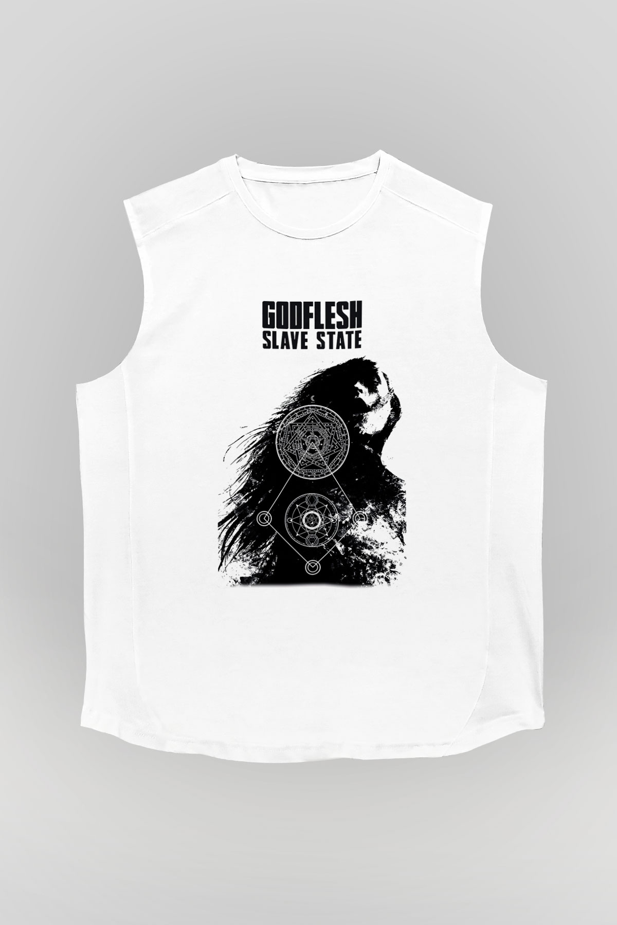 Godflesh Beyaz Unisex Kolsuz Tişört