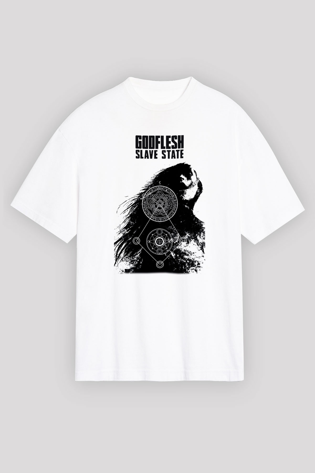 Godflesh Beyaz Unisex Oversize Tişört T-Shirt