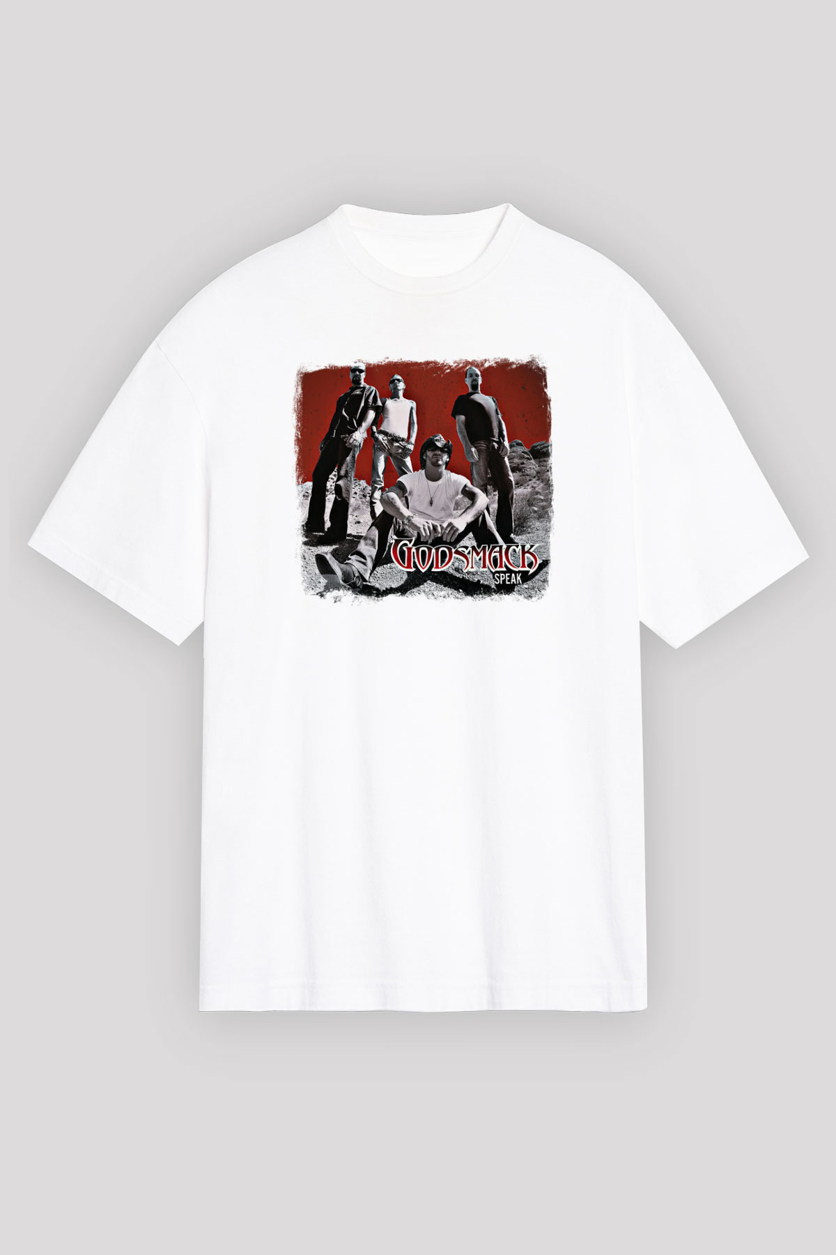 Godsmack Baskılı Unisex Beyaz Oversize Tişört