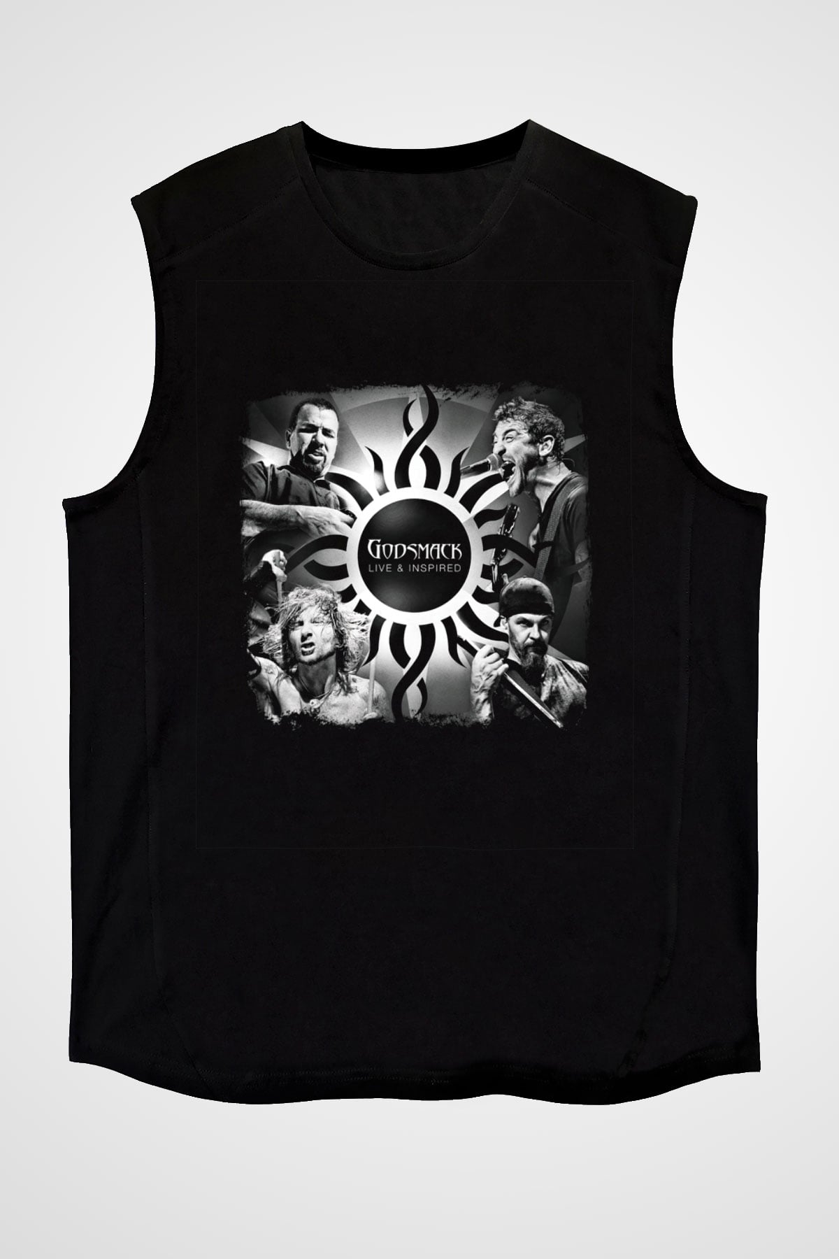 Godsmack Baskılı Unisex Siyah Kolsuz Tişört