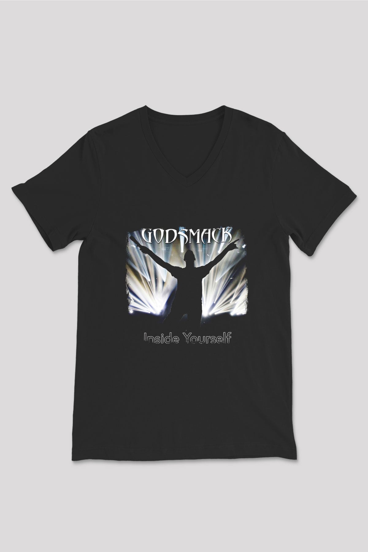 Godsmack Baskılı Unisex Siyah V Yaka Tişört