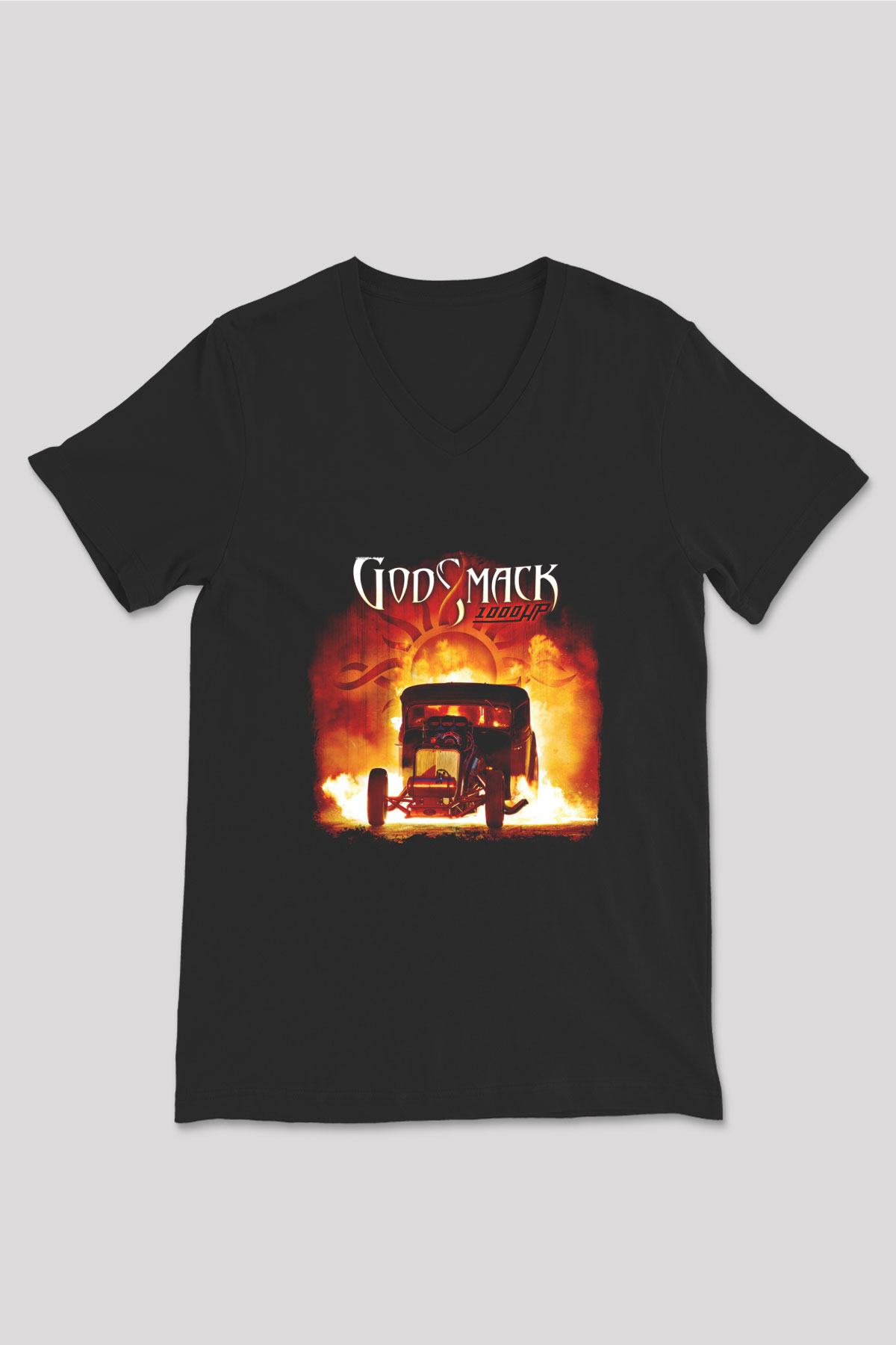 Godsmack Baskılı Unisex Siyah V Yaka Tişört