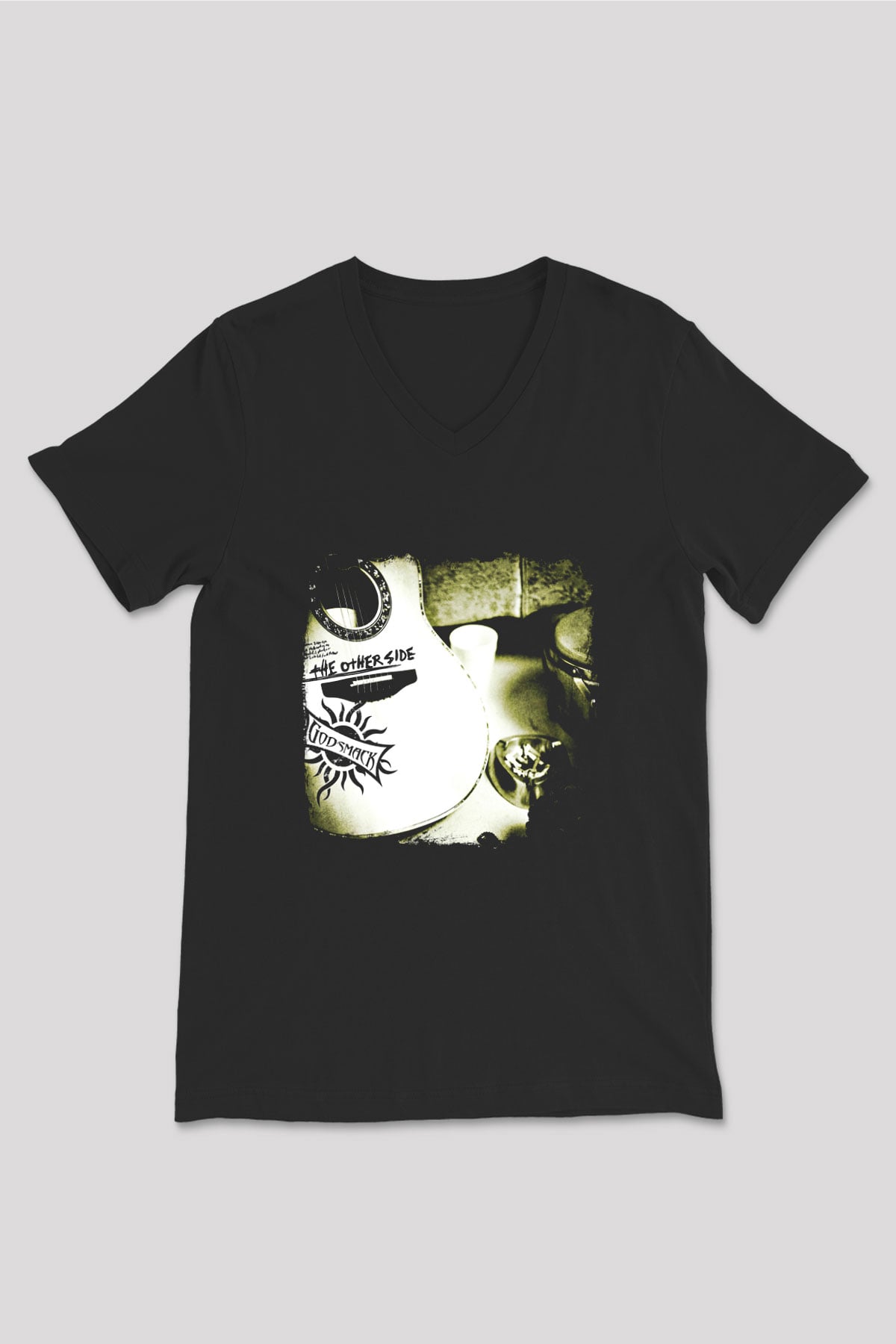 Godsmack Baskılı Unisex Siyah V Yaka Tişört