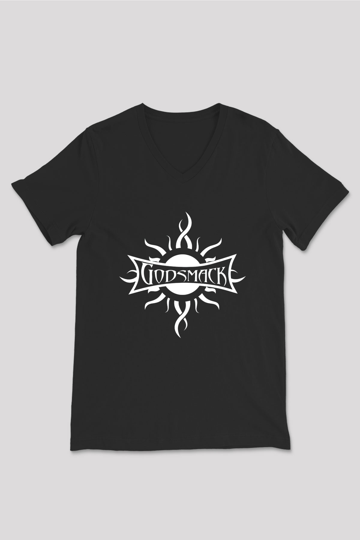 Godsmack Siyah Unisex V Yaka Tişört T-Shirt