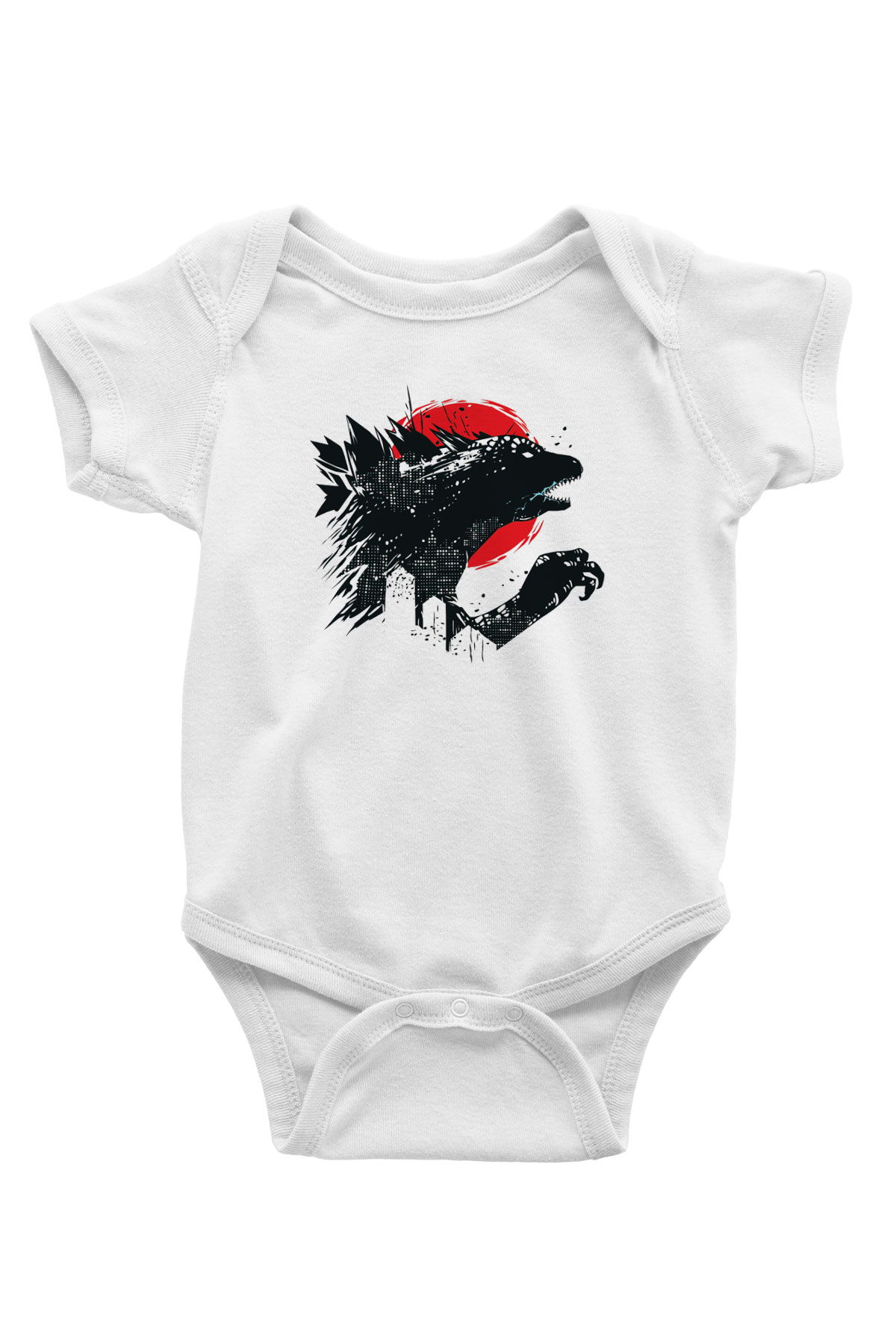 Godzilla Baskılı Beyaz Unisex Bebek Body - Zıbın
