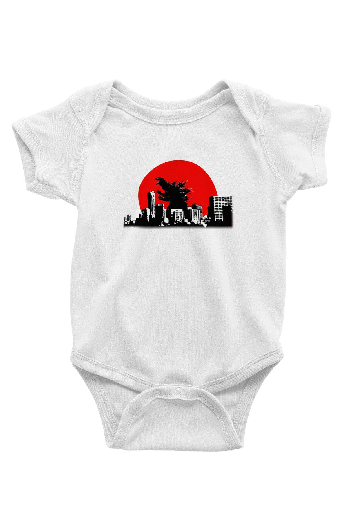 Godzilla Baskılı Beyaz Unisex Bebek Body - Zıbın
