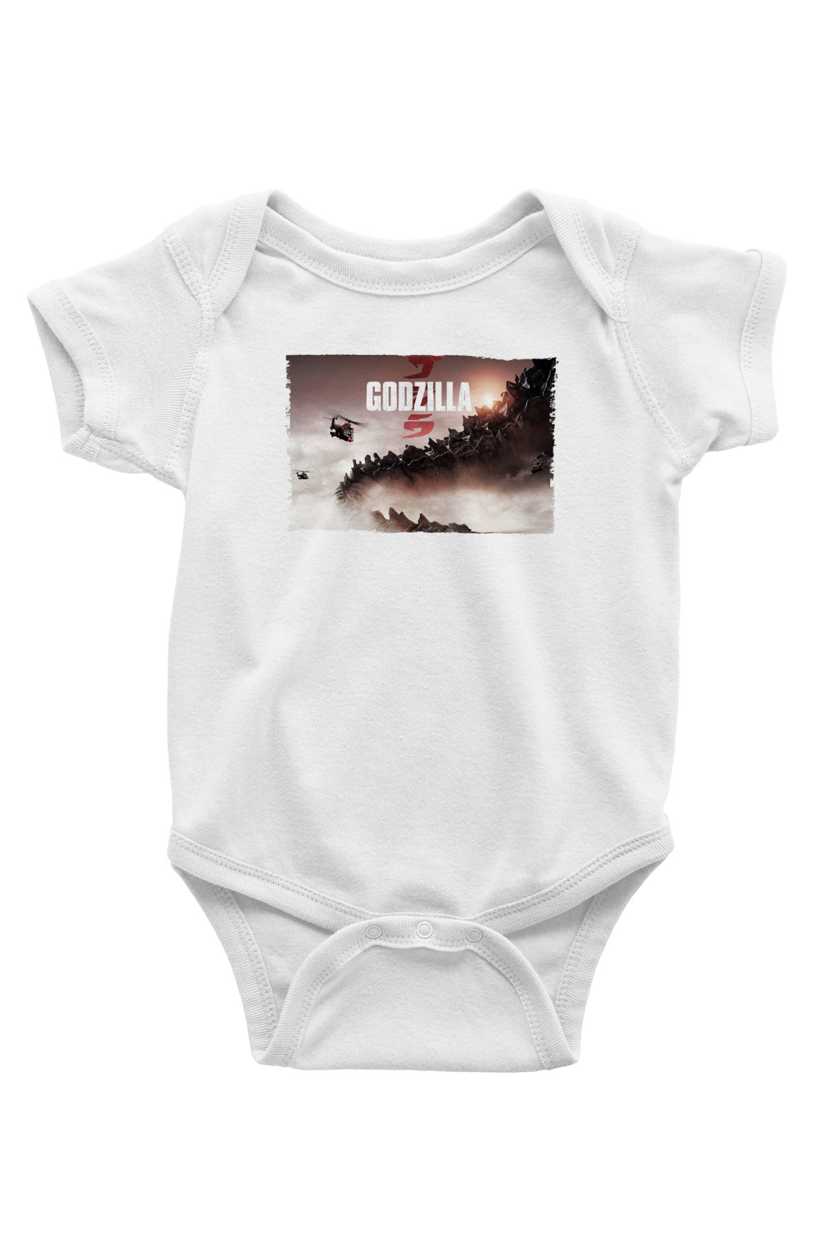 Godzilla Baskılı Beyaz Unisex Bebek Body - Zıbın