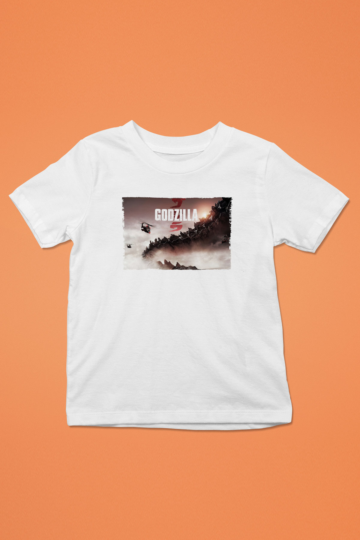 Godzilla Baskılı Beyaz Unisex Çocuk Tişört