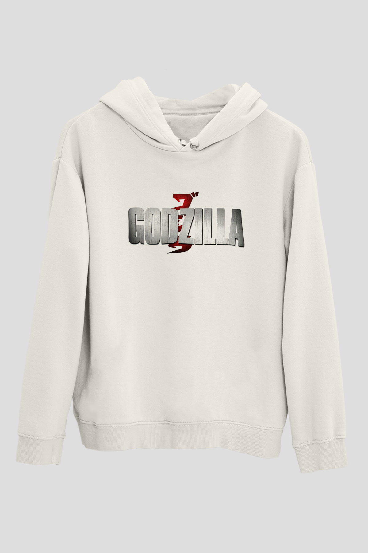 Godzilla Beyaz Unisex Hoodie