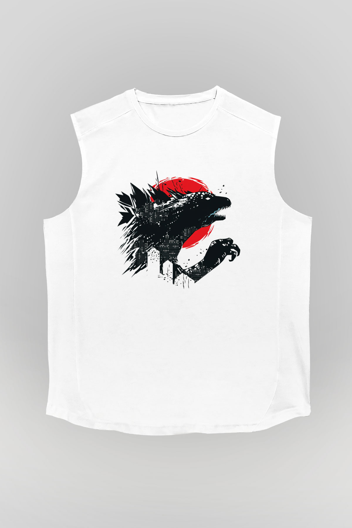 Godzilla Beyaz Unisex Kolsuz Tişört