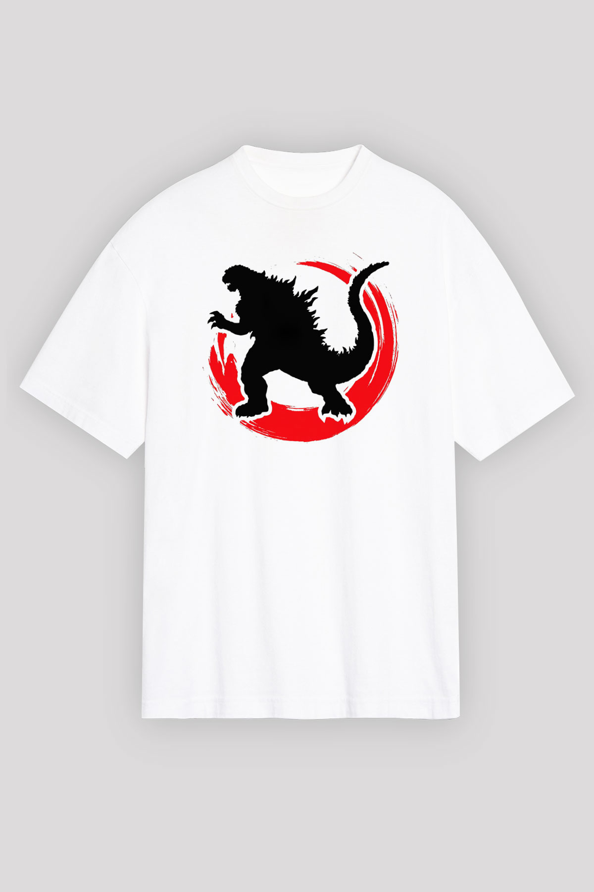 Godzilla Beyaz Unisex Oversize Tişört T-Shirt
