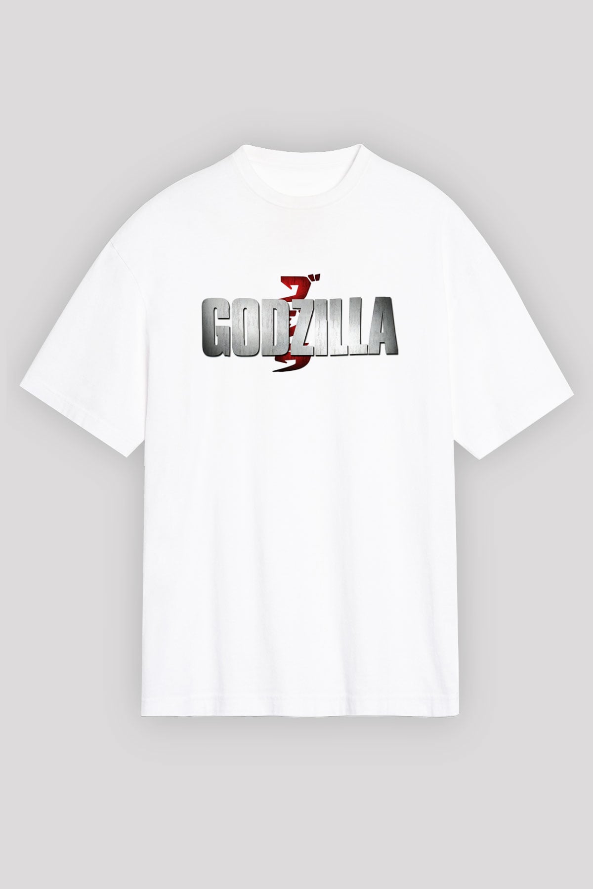 Godzilla Beyaz Unisex Oversize Tişört T-Shirt