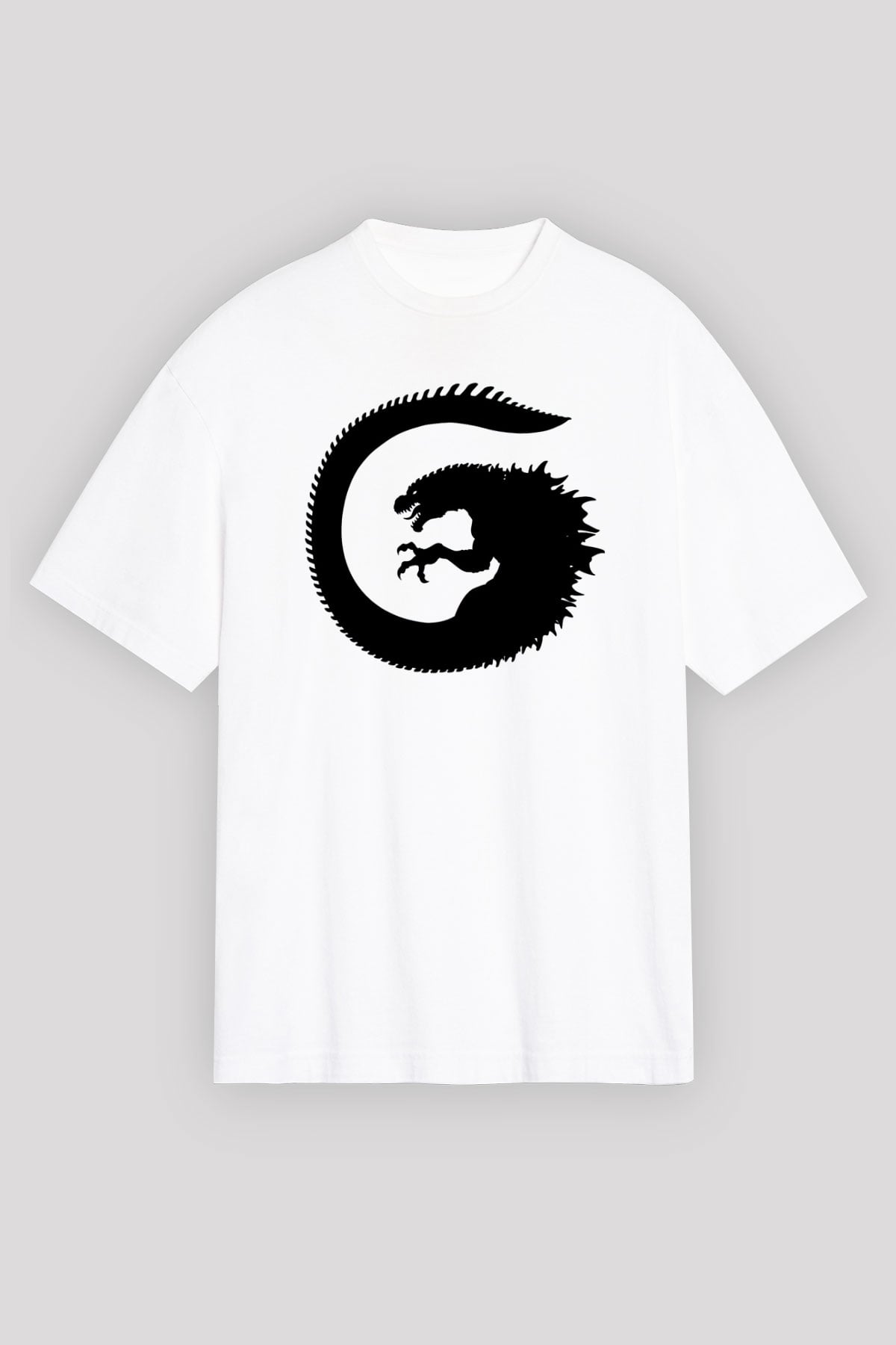 Godzilla Beyaz Unisex Oversize Tişört T-Shirt