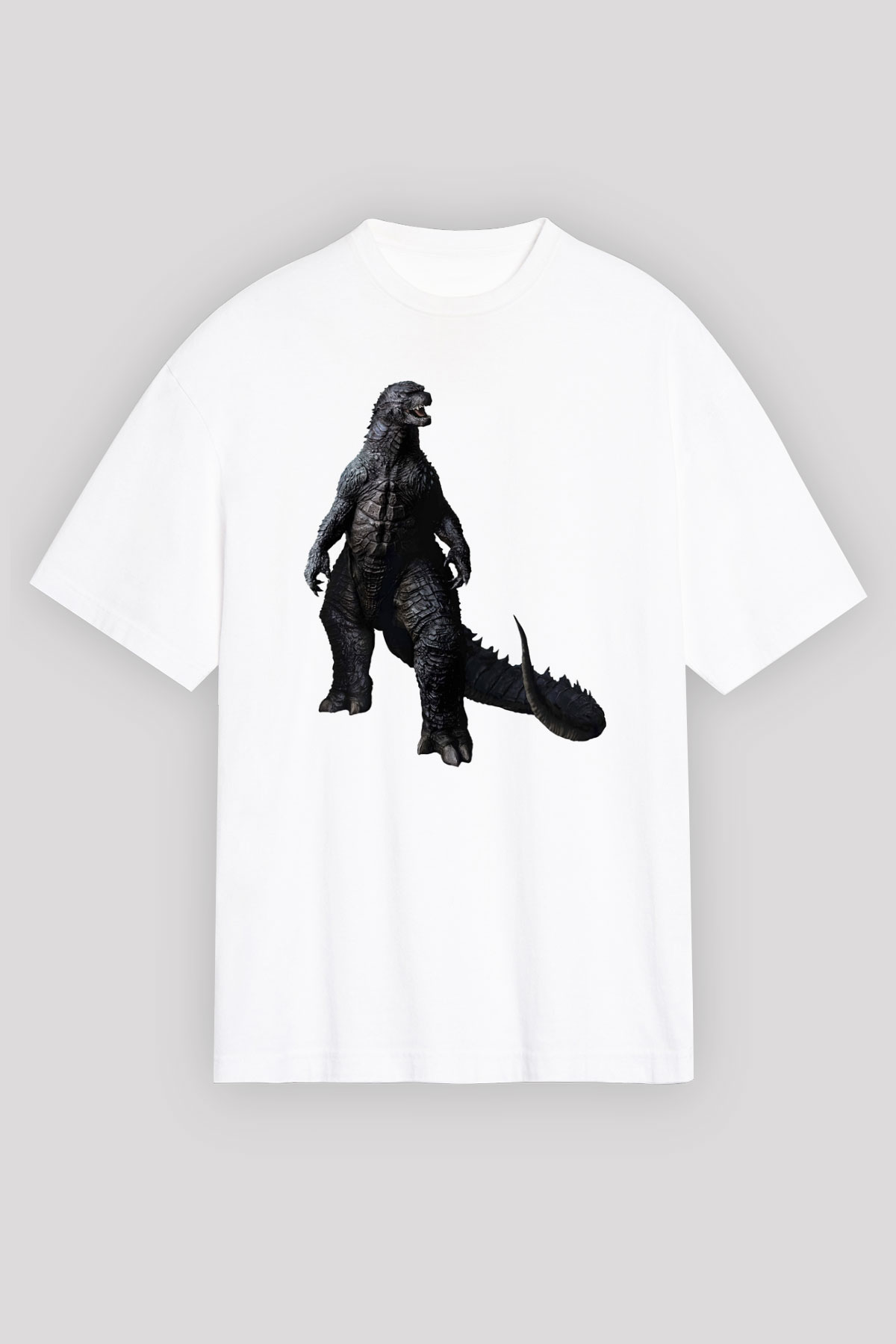 Godzilla Beyaz Unisex Oversize Tişört T-Shirt