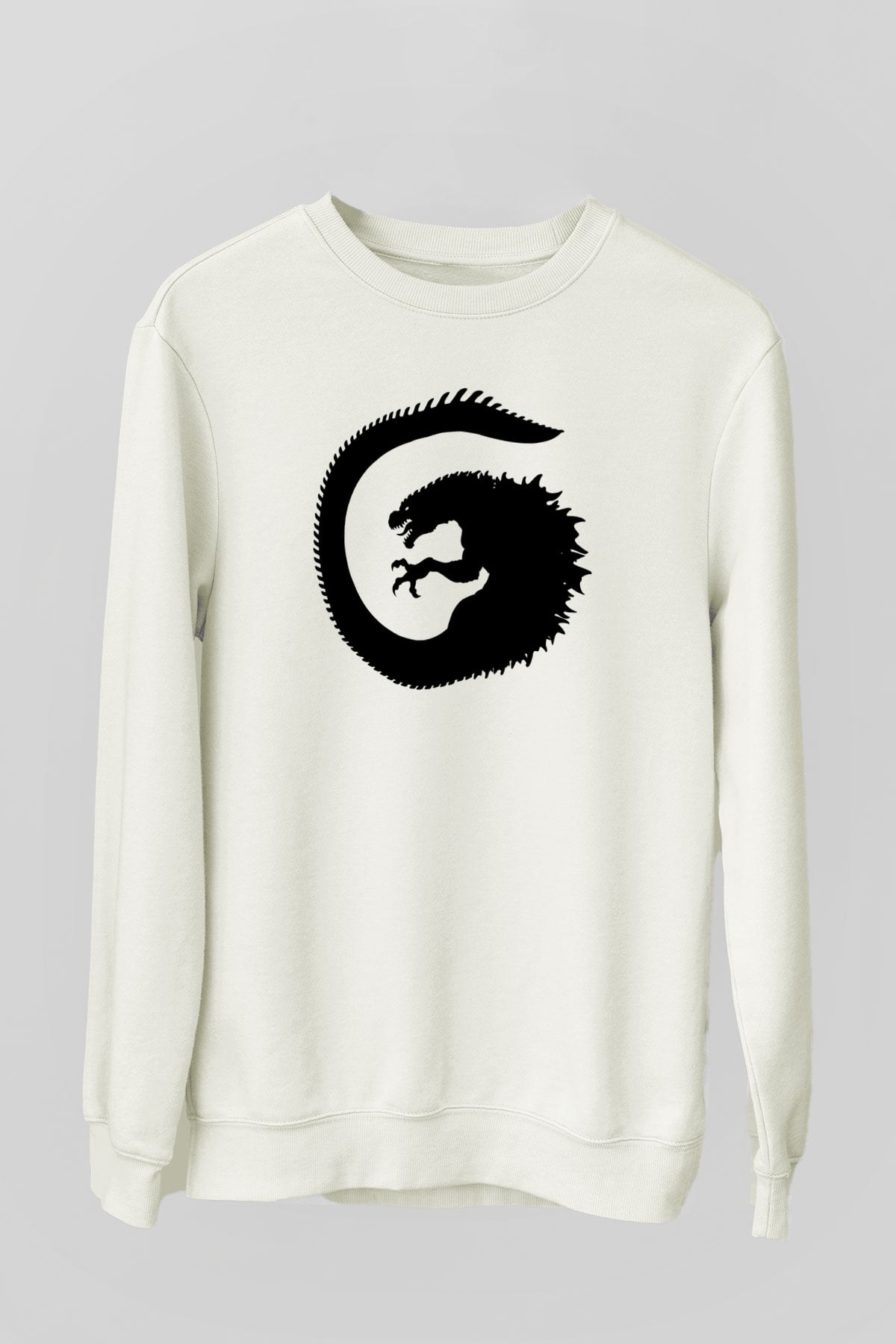 Godzilla Beyaz Unisex Sweatshirt