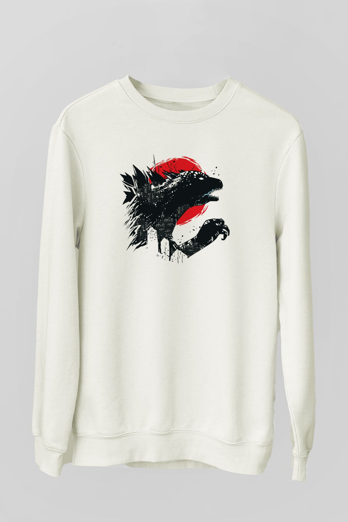 Godzilla Beyaz Unisex Sweatshirt