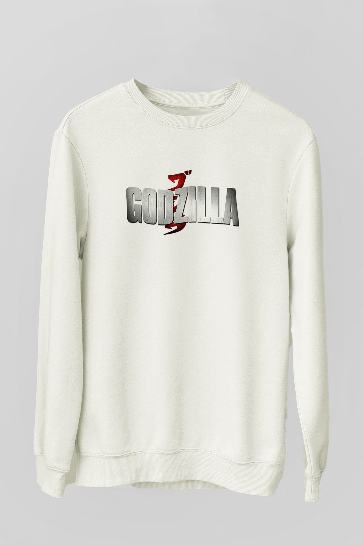 Godzilla Beyaz Unisex Sweatshirt
