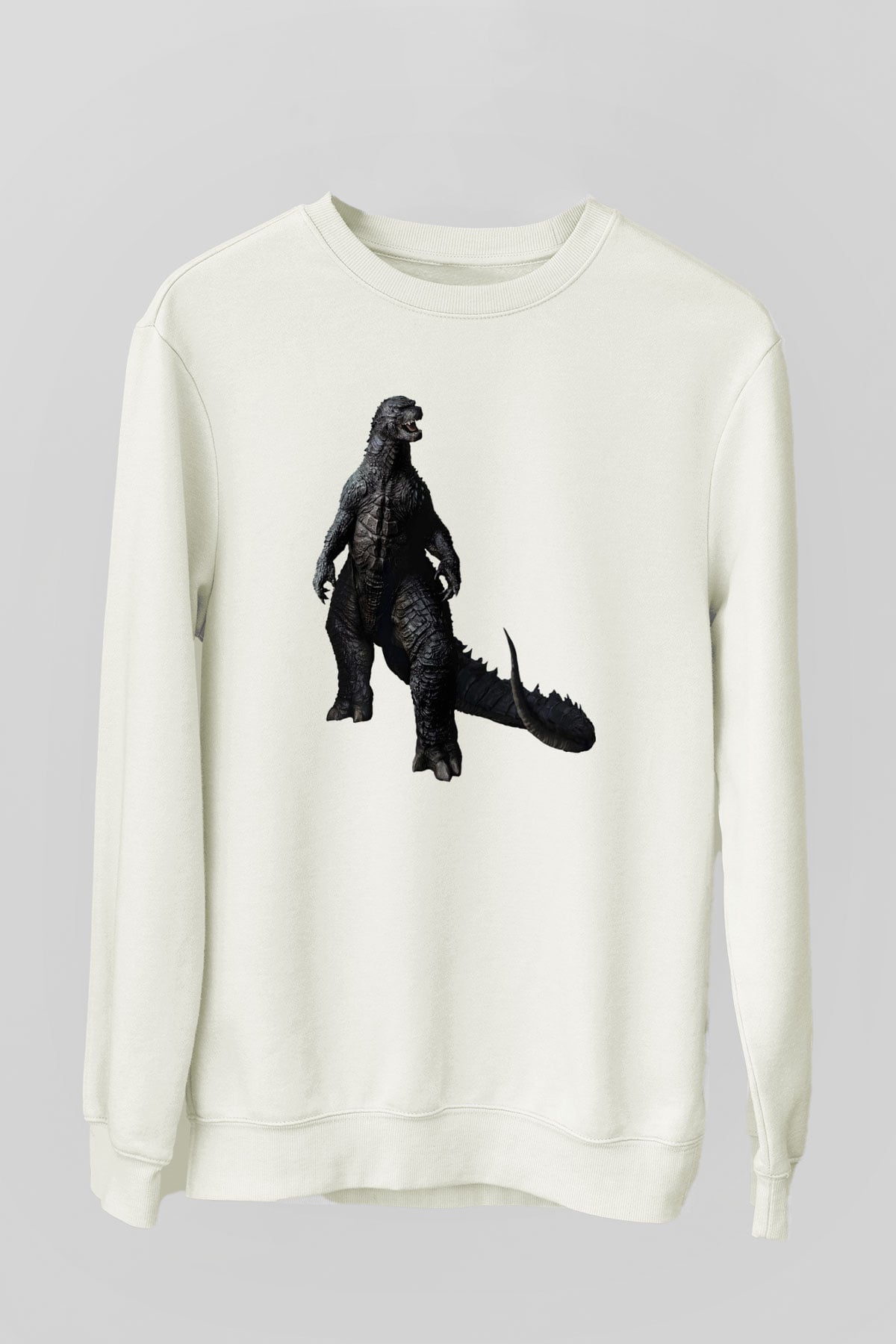 Godzilla Beyaz Unisex Sweatshirt