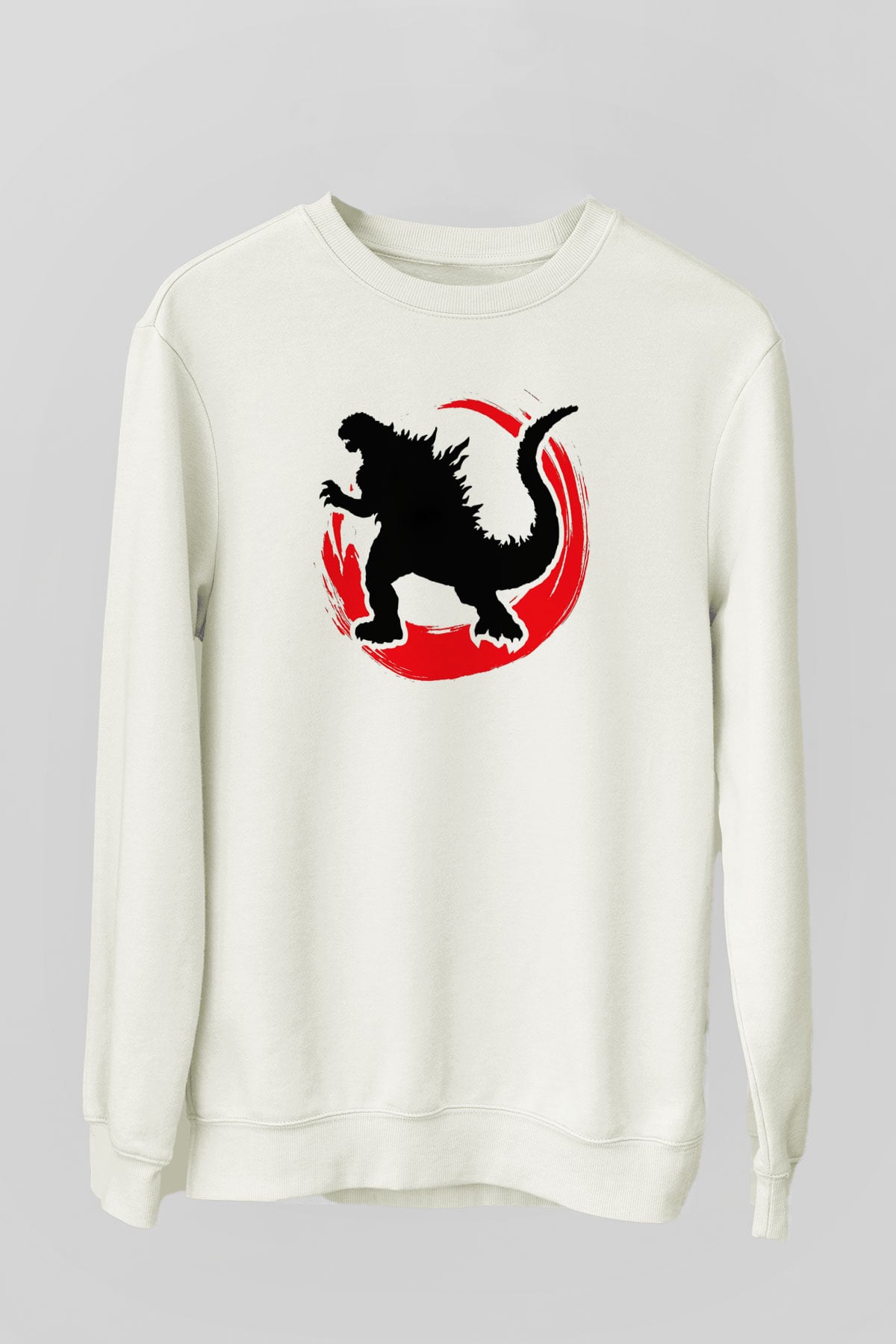 Godzilla Beyaz Unisex Sweatshirt