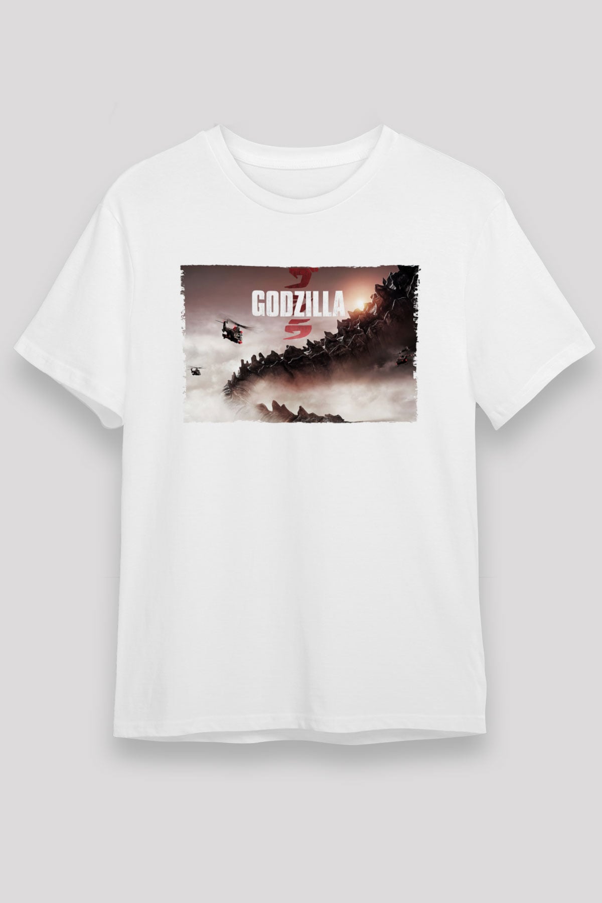 Godzilla Beyaz Unisex Tişört T-Shirt