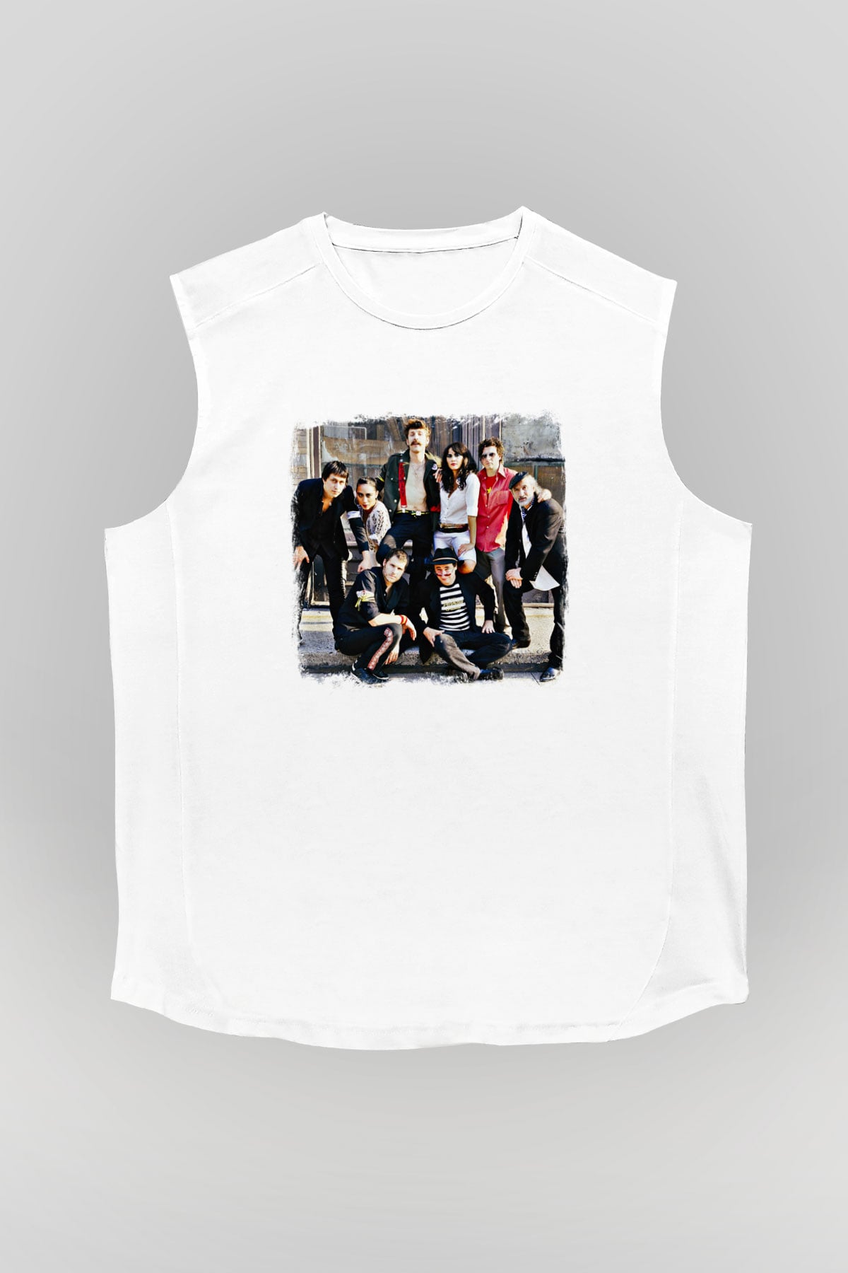Gogol Bordello Baskılı Unisex Beyaz Kolsuz Tişört