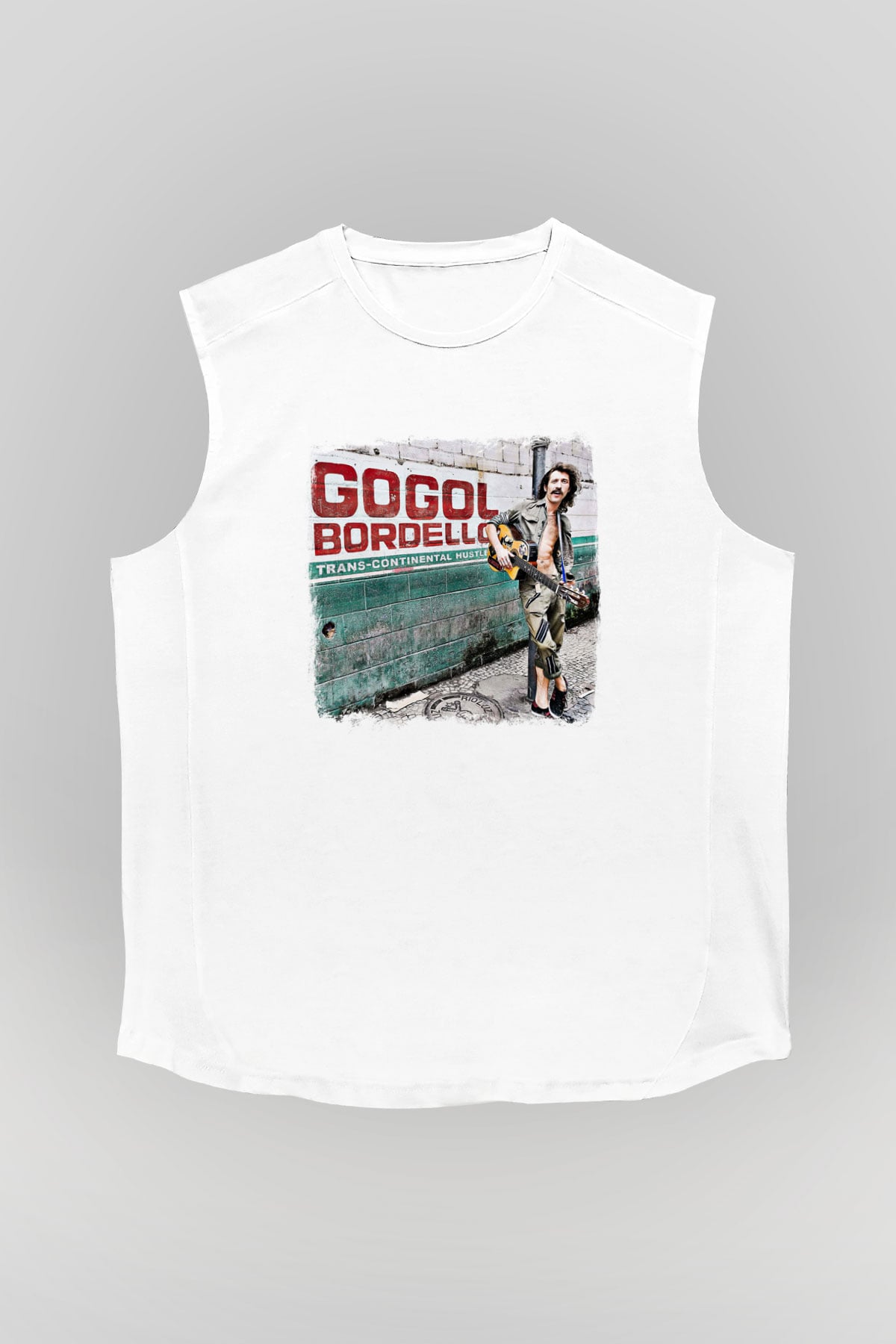 Gogol Bordello Baskılı Unisex Beyaz Kolsuz Tişört