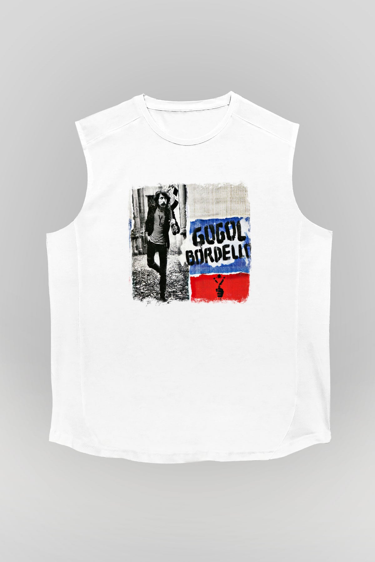 Gogol Bordello Baskılı Unisex Beyaz Kolsuz Tişört