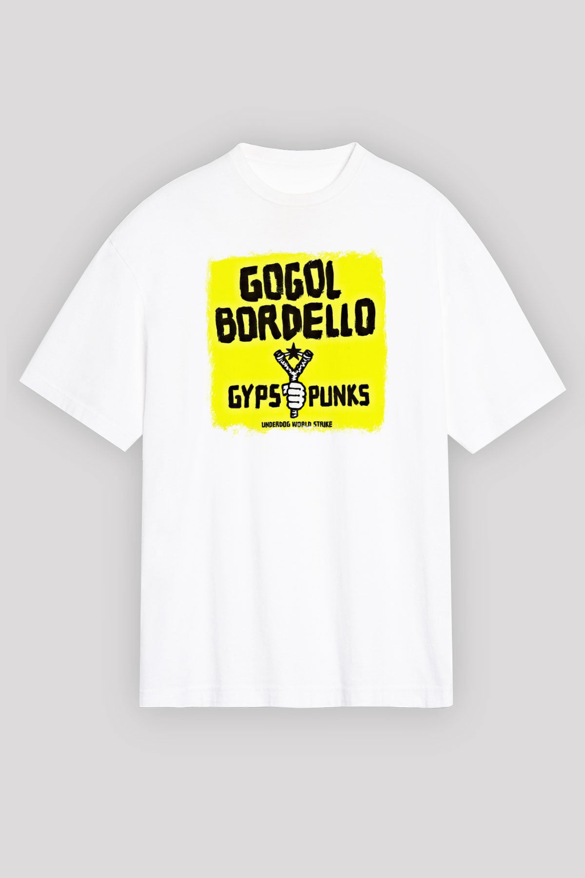 Gogol Bordello Baskılı Unisex Beyaz Oversize Tişört