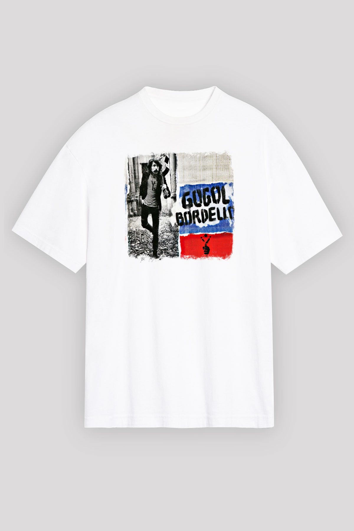 Gogol Bordello Baskılı Unisex Beyaz Oversize Tişört
