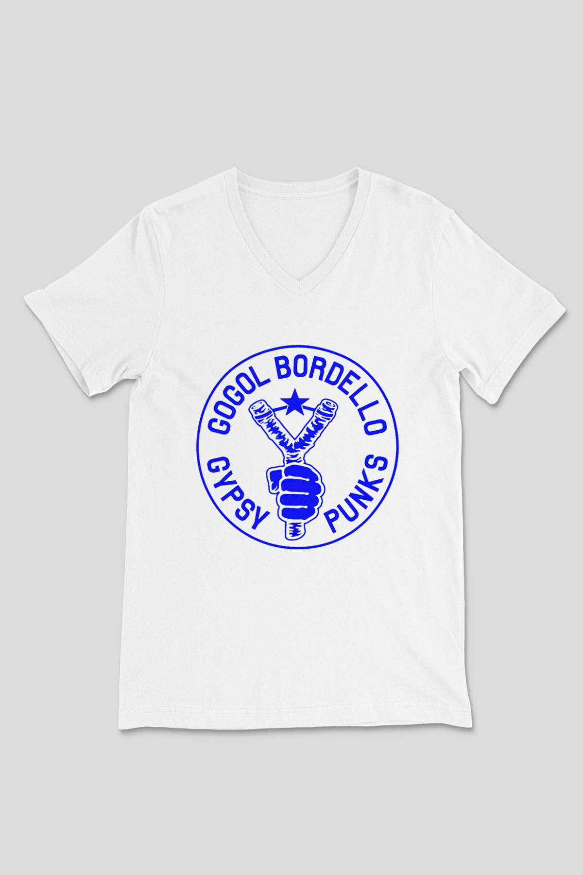 Gogol Bordello Beyaz Unisex V Yaka Tişört T-Shirt