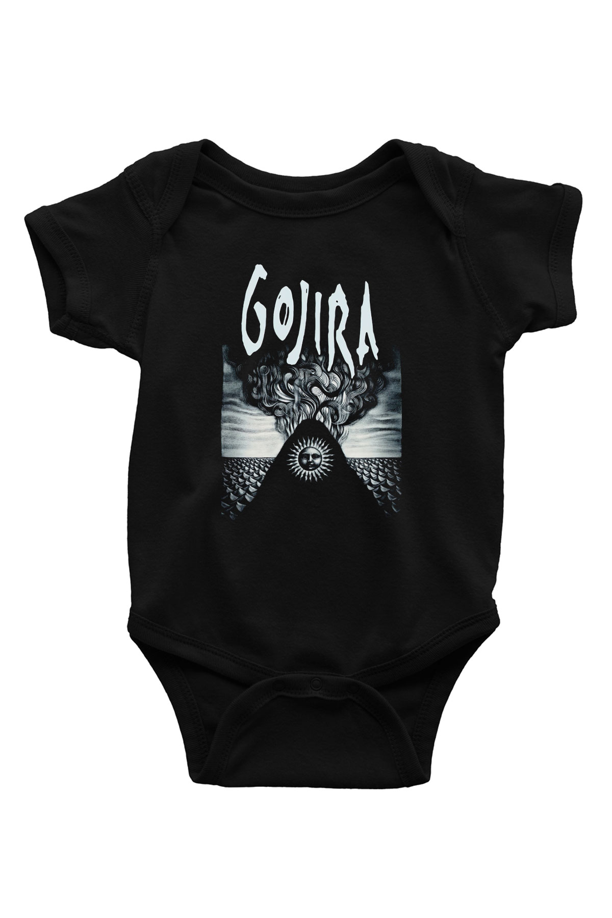 Gojira Baskılı Siyah Bebek Body - Zıbın