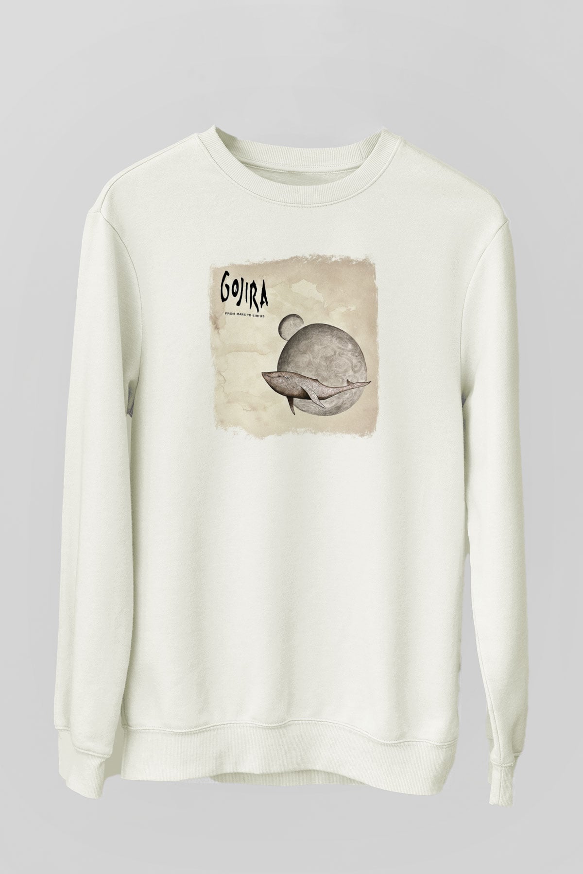 Gojira Baskılı Unisex Beyaz Sweatshirt