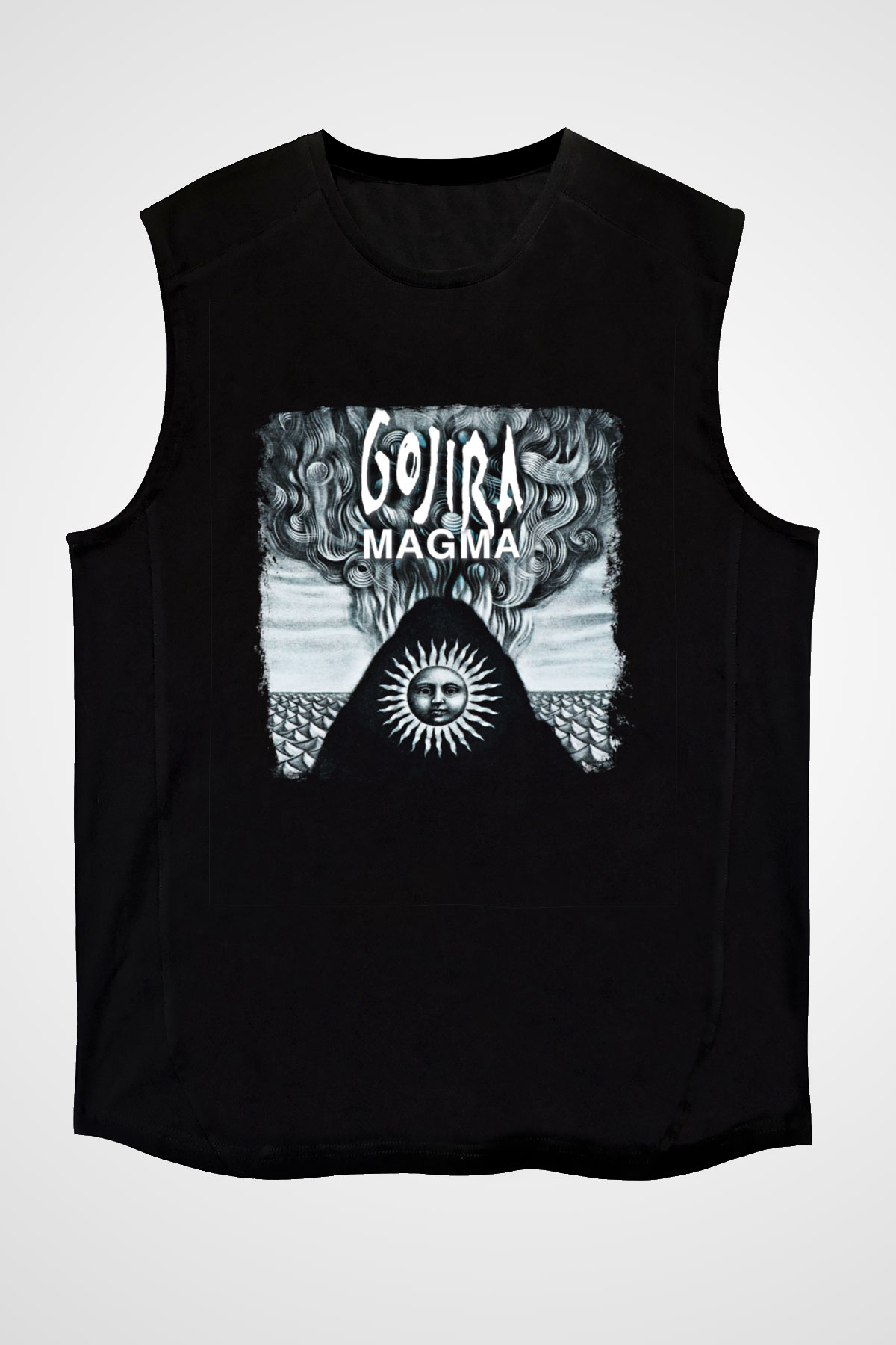 Gojira Baskılı Unisex Siyah Kolsuz Tişört