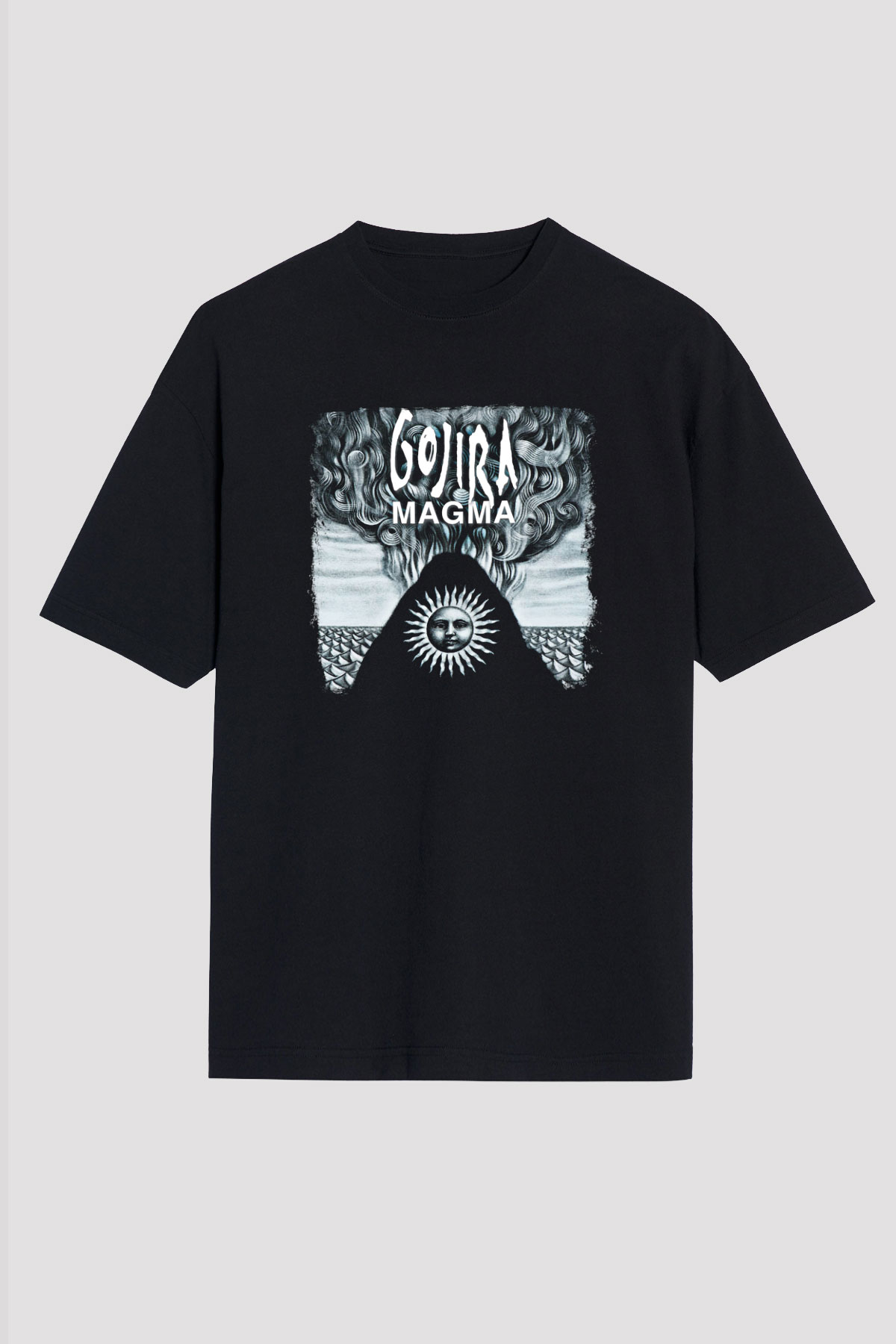 Gojira Baskılı Unisex Siyah Oversize Tişört