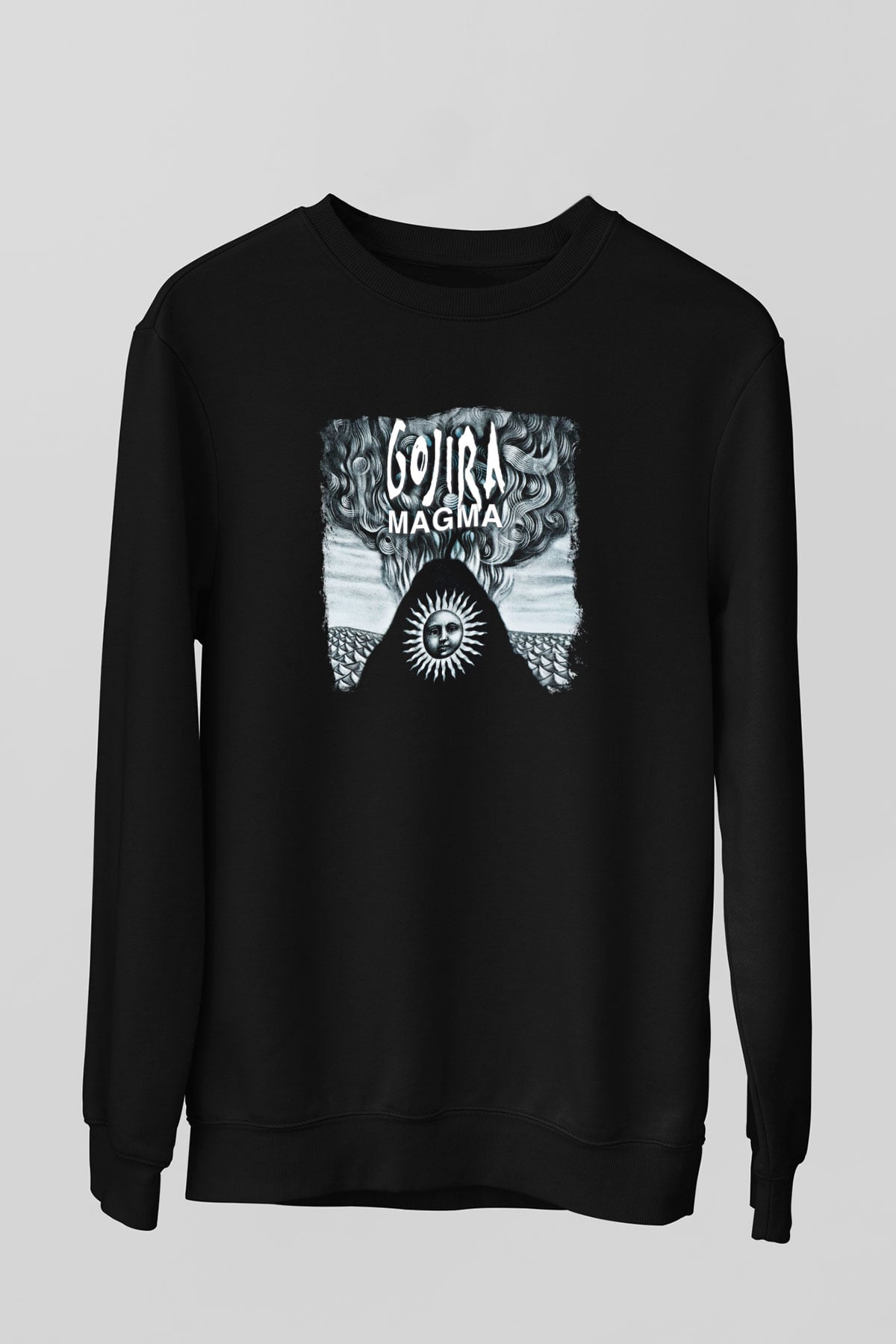 Gojira Baskılı Unisex Siyah Sweatshirt