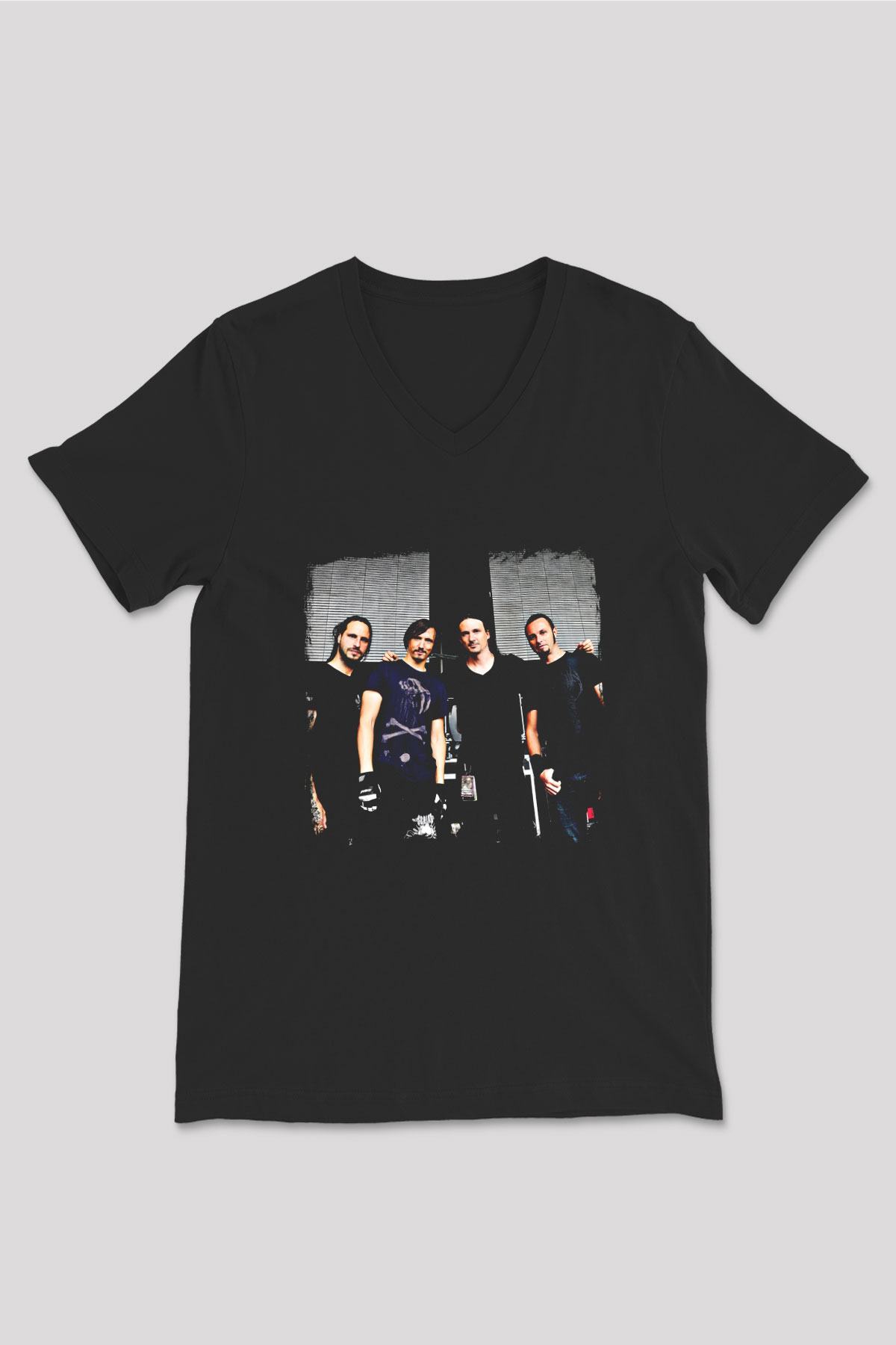 Gojira Baskılı Unisex Siyah V Yaka Tişört