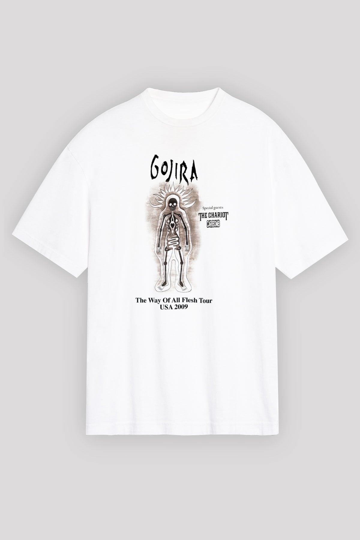 Gojira Beyaz Unisex Oversize Tişört T-Shirt