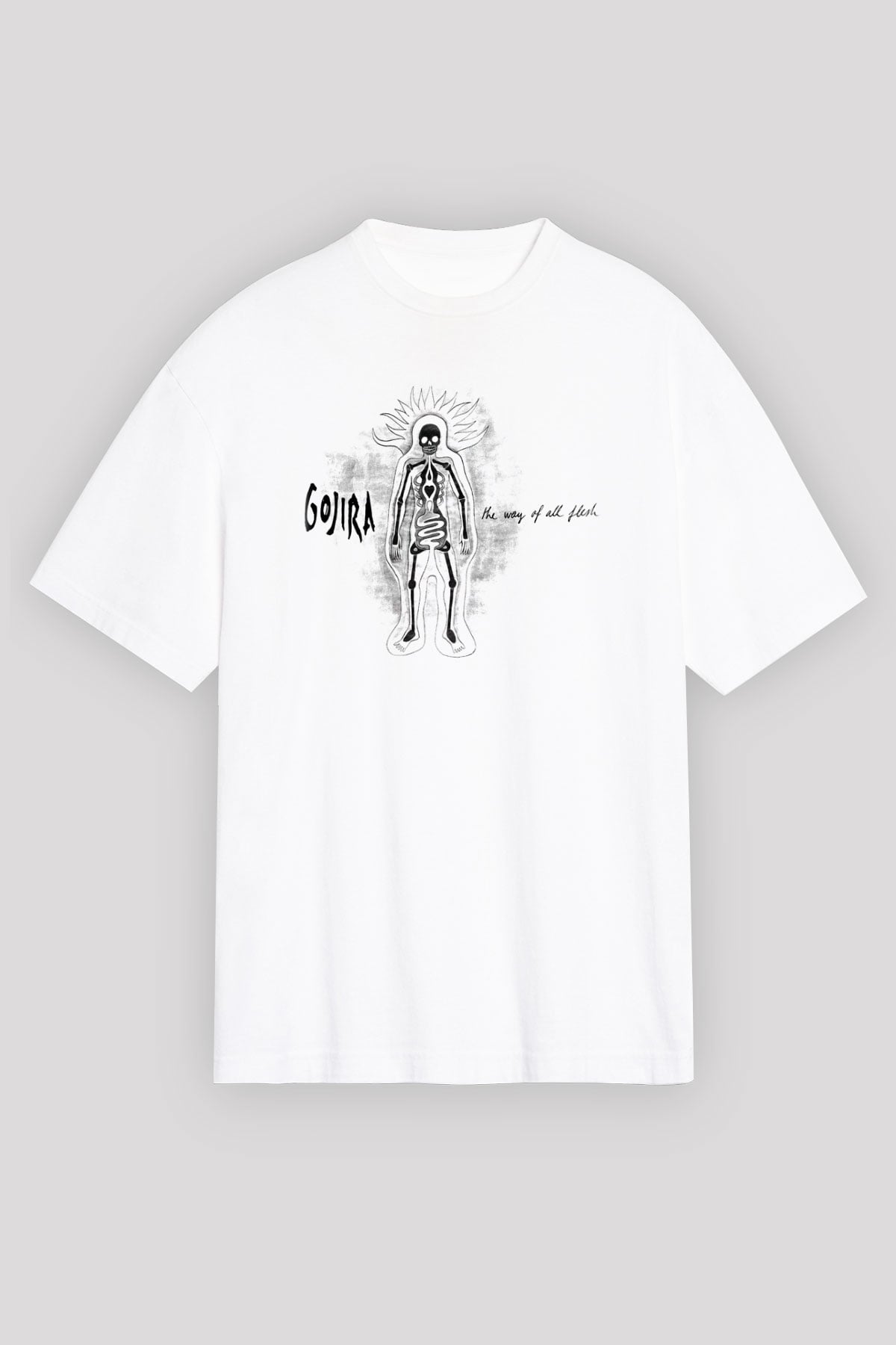 Gojira Beyaz Unisex Oversize Tişört T-Shirt