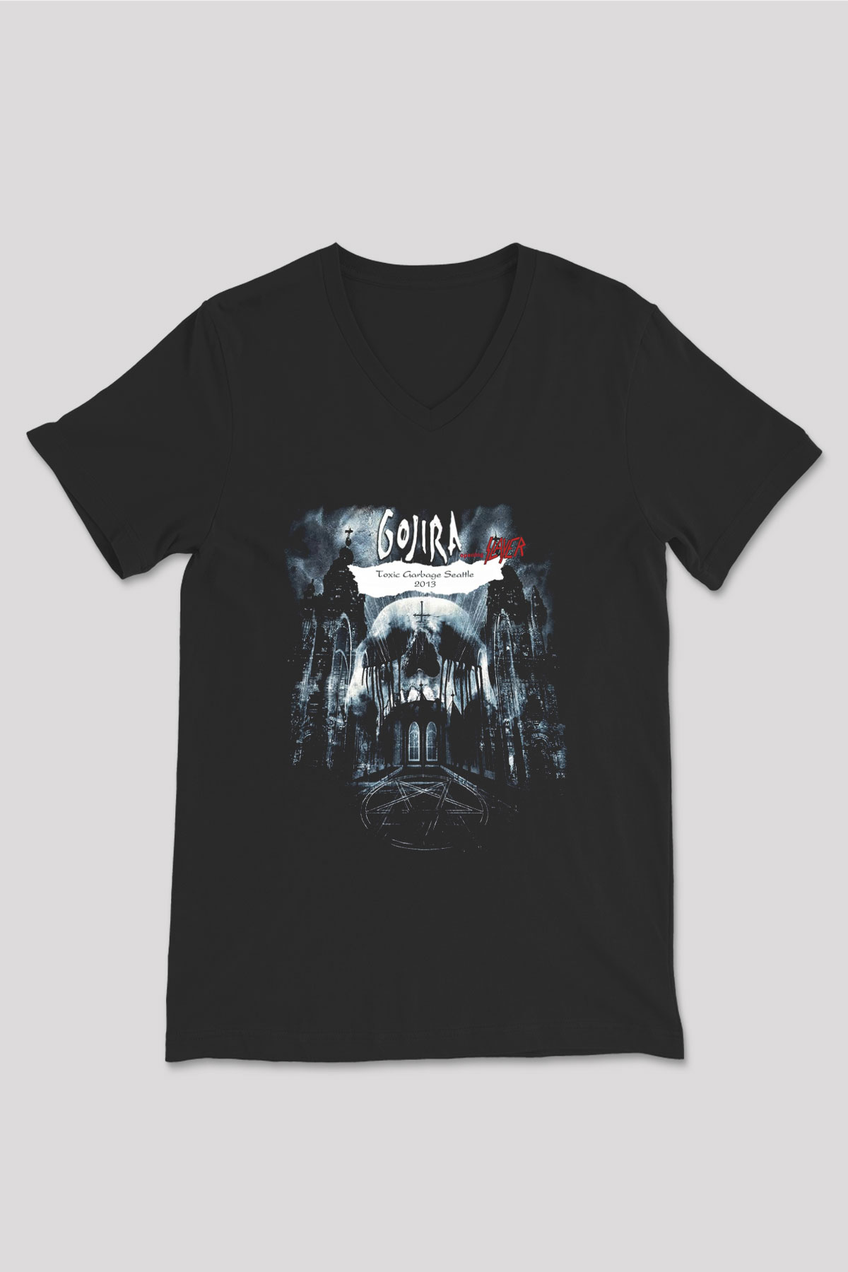 Gojira Siyah Unisex V Yaka Tişört T-Shirt