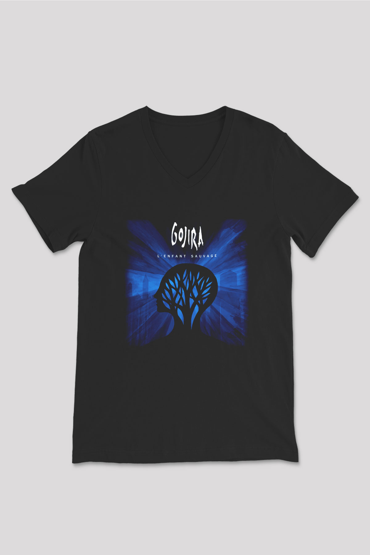 Gojira Siyah Unisex V Yaka Tişört T-Shirt