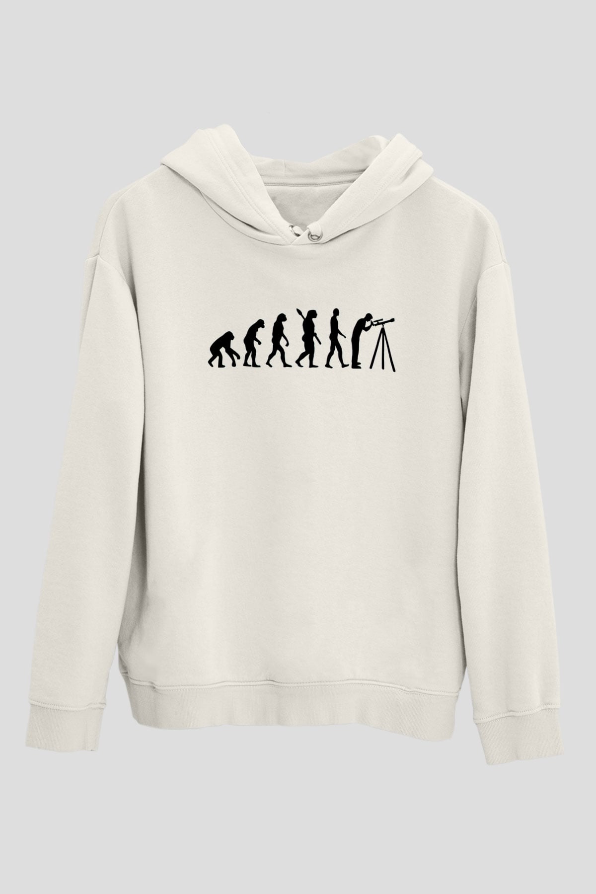 Gökbilimci Beyaz Unisex Kapüşonlu Sweatshirt