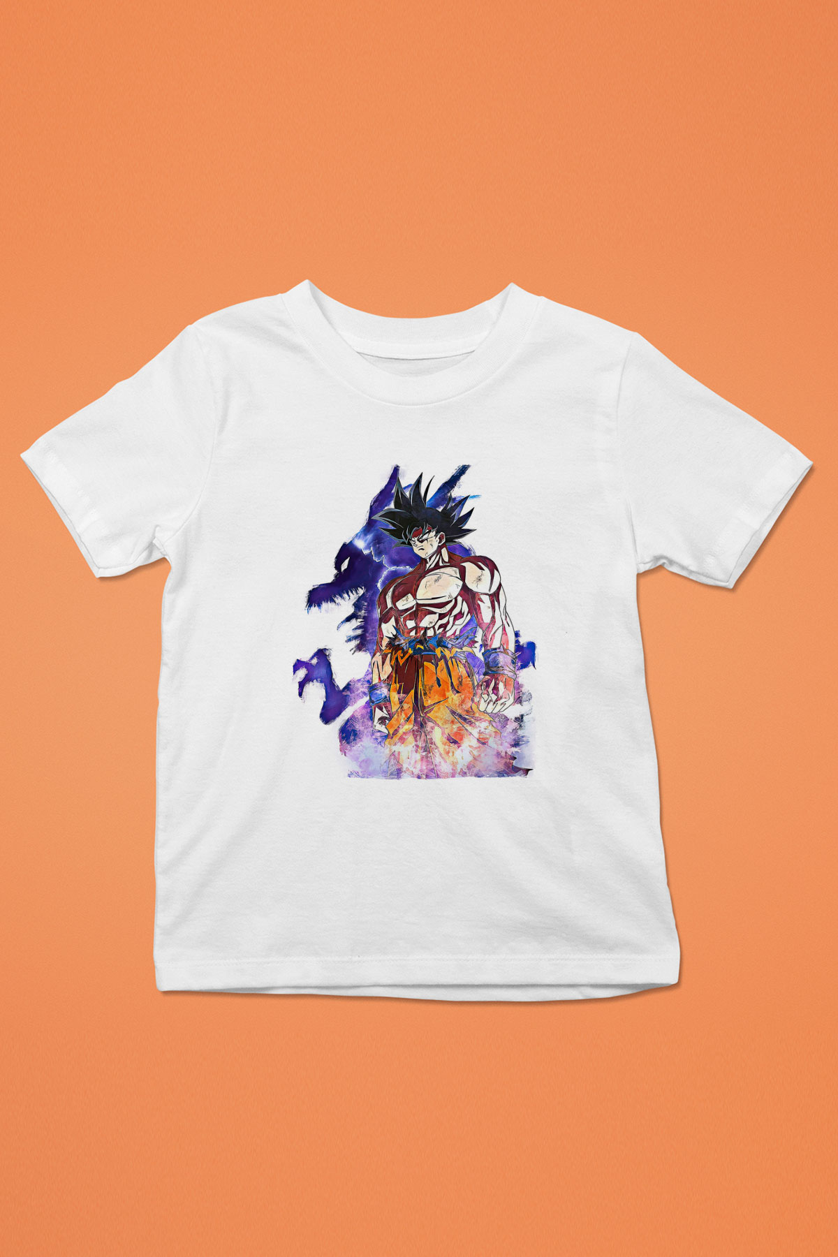 Goku Baskılı Beyaz Unisex Beyaz Çocuk Tişört - Tshirt