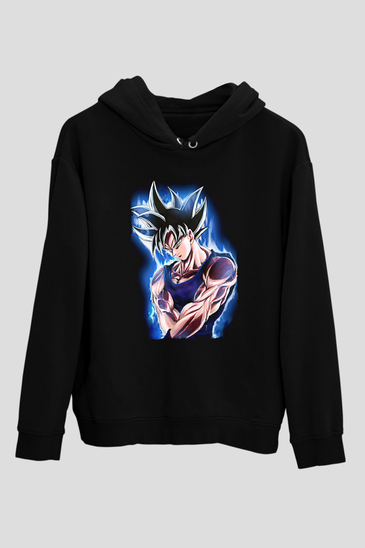 Goku Baskılı Unisex Siyah Hoodie
